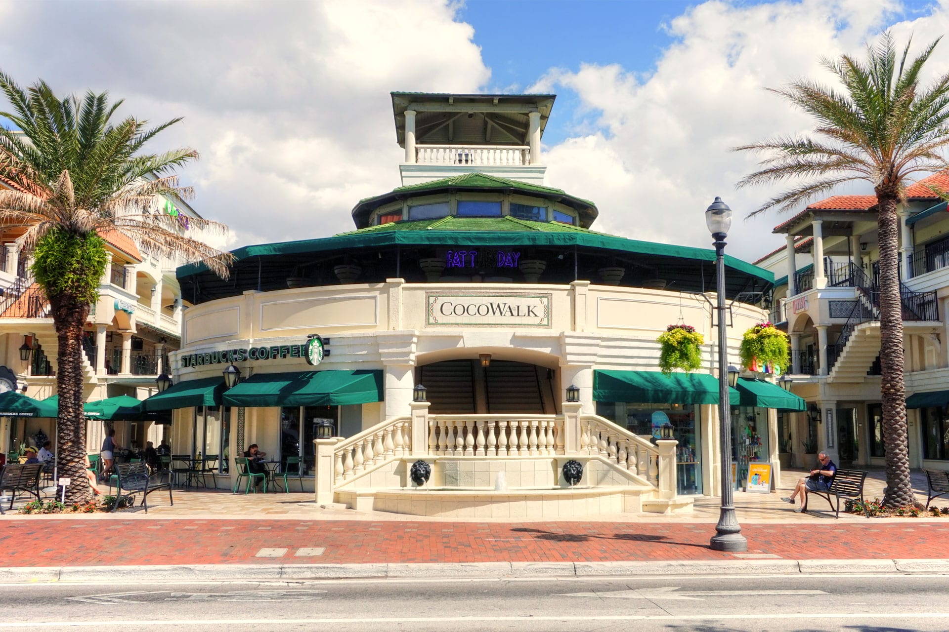 The front of the CocoWalk mixed-use property in Coconut Grove, FL.